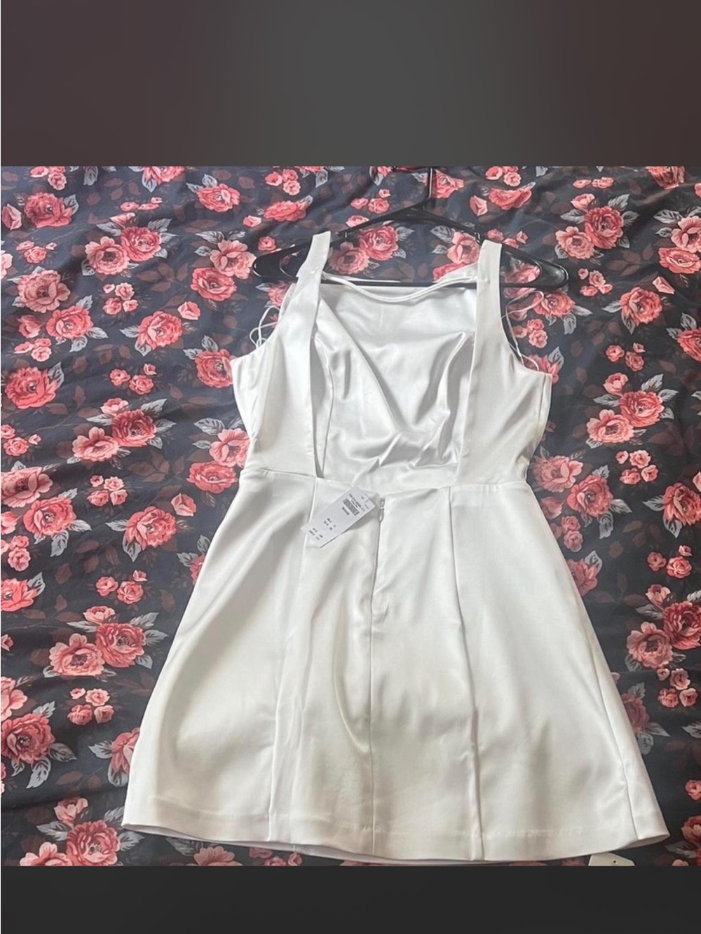 NWT White Satin A-Line Mini Dress - Picture 2 of 4